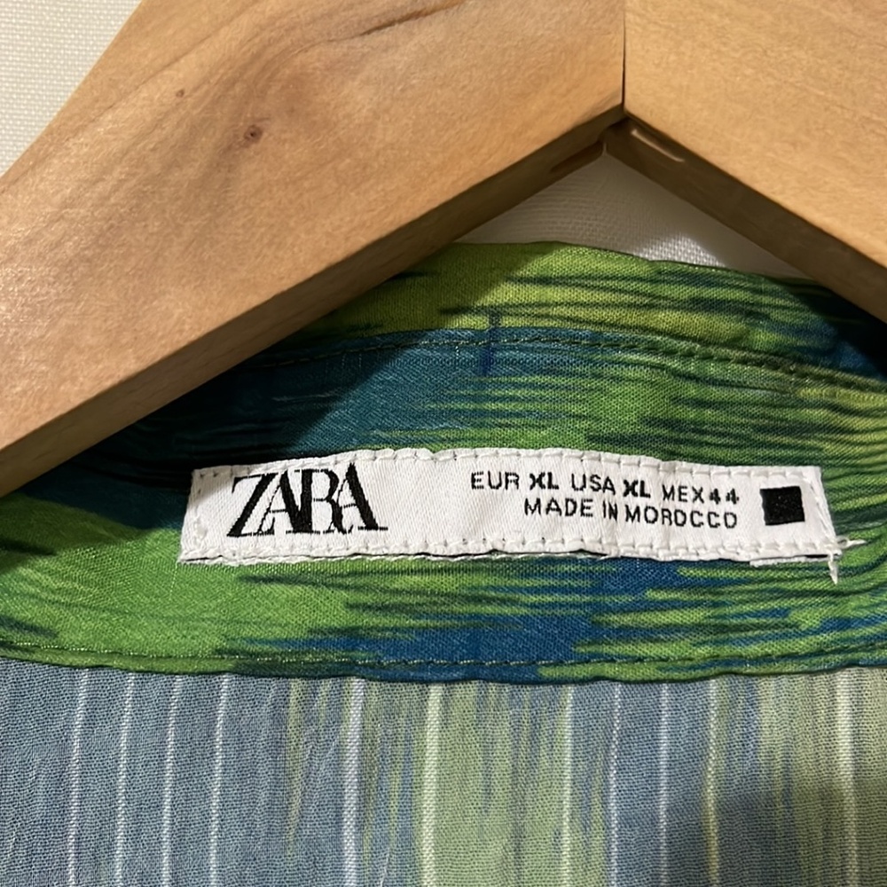 NWT Zara Green and Blue Short Sleeve Dress - Picture 2 of 4